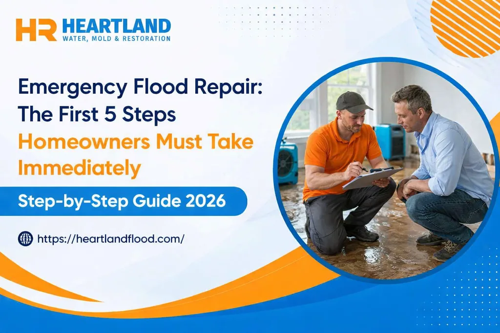 Emergency flood repair team responding to residential flooding in Kansas City