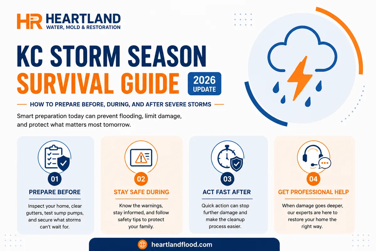 Four step Kansas City storm season plan: prepare before, stay safe during, act fast after, get professional help