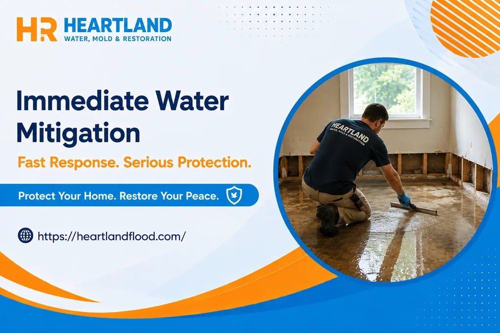 Emergency water mitigation equipment deployed in a Kansas City home after water damage